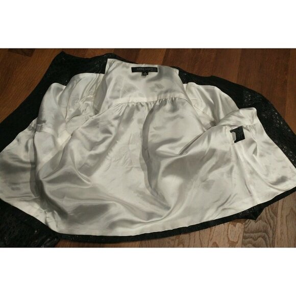 Anne Klein Womens Blazer size 6 Small black linen silk metallic cropped Holiday - Picture 8 of 10